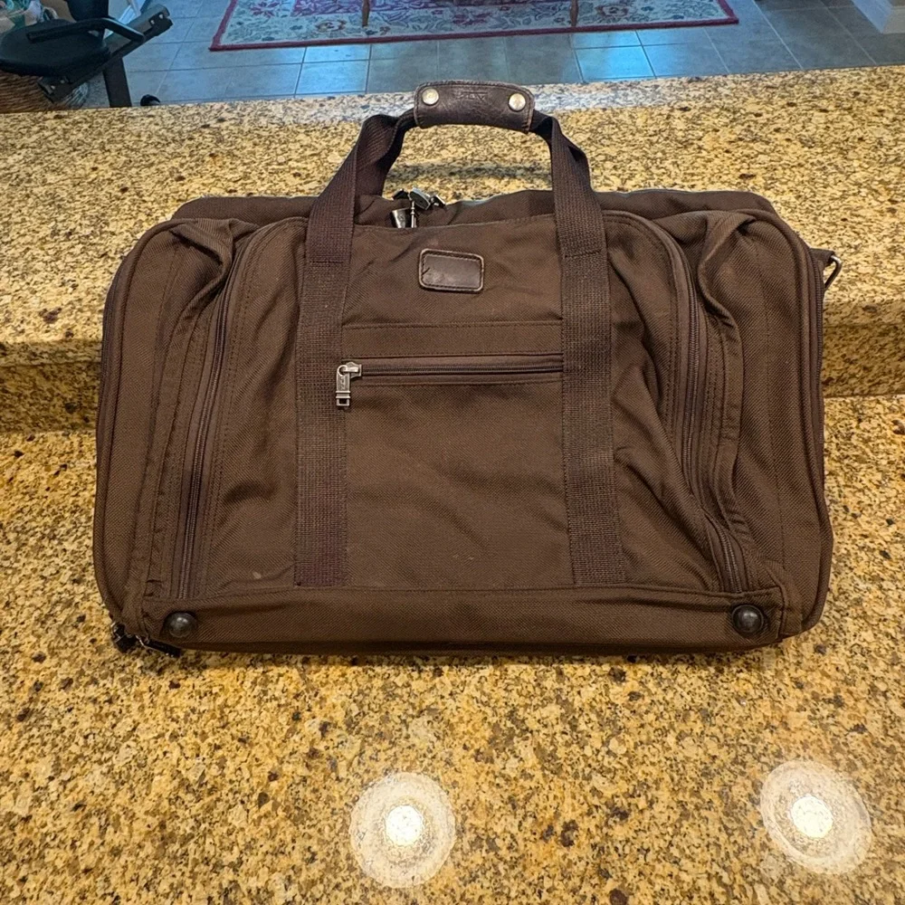Tumi Vintage Brown Canvas Expandable Large Weekender Carry On Bag Travel 80-90s